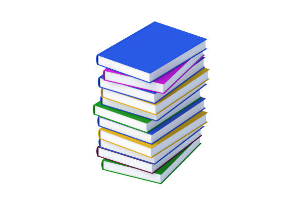 Multicoloured stripy books - Isolated on white