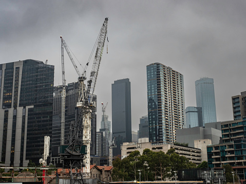 Building activity on Melbourne city skyline