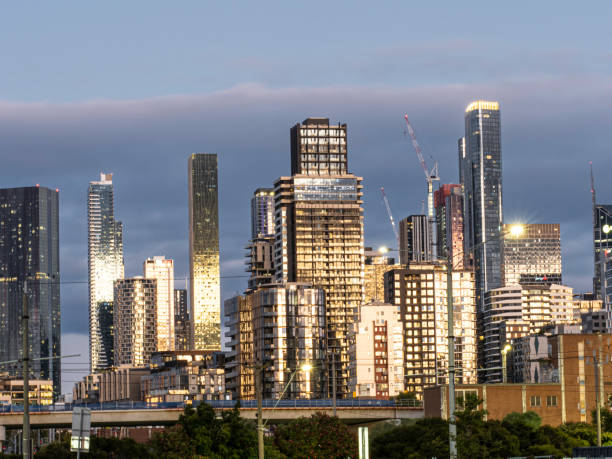 istock Urban skyline at sunset 1464601125