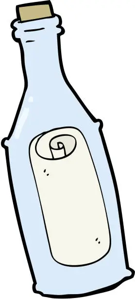 Vector illustration of cartoon message in bottle