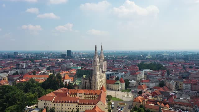 Aerial view of Zagreb downtown in Croatia.