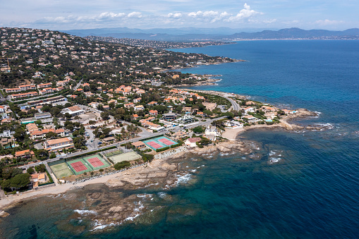 French Riviera Village Aerial View Stock Photo - Download Image Now ...