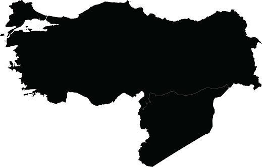 vector illustration of Black Map of Turkey and Syria