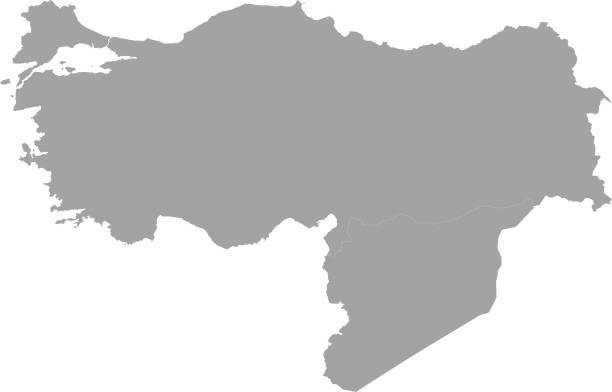 ilustrações de stock, clip art, desenhos animados e ícones de gray map of turkey and syria - ts9