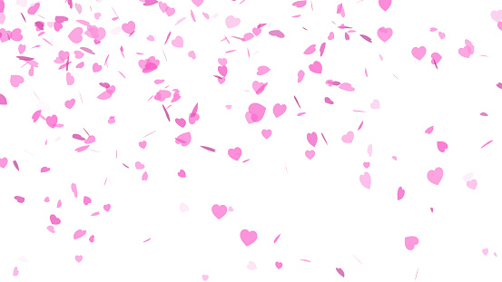 Pink hearts falling illustration on white background  love heart for valentines day background