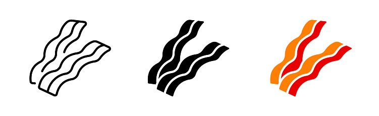 Bacon set icon. Food products , bacon, cheese, english, sandwich, morning, breakfast, tasty. Cooking concept. Vector icon in line, black and colorful style on white background