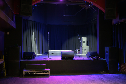 An empty music venue before a performance.