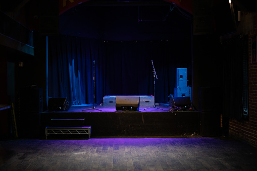 An empty music venue before a performance.