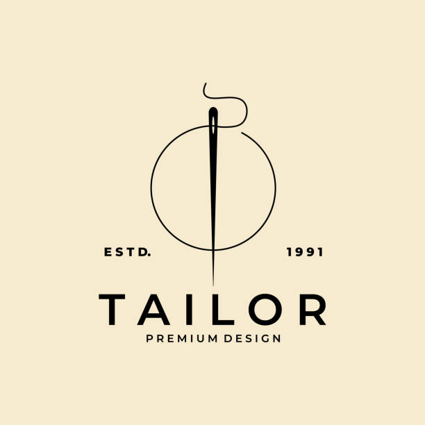 nadel mit fadenvektor-emblem-symbol. nähkonzeptsymbol oder designelement - garn stock-grafiken, -clipart, -cartoons und -symbole