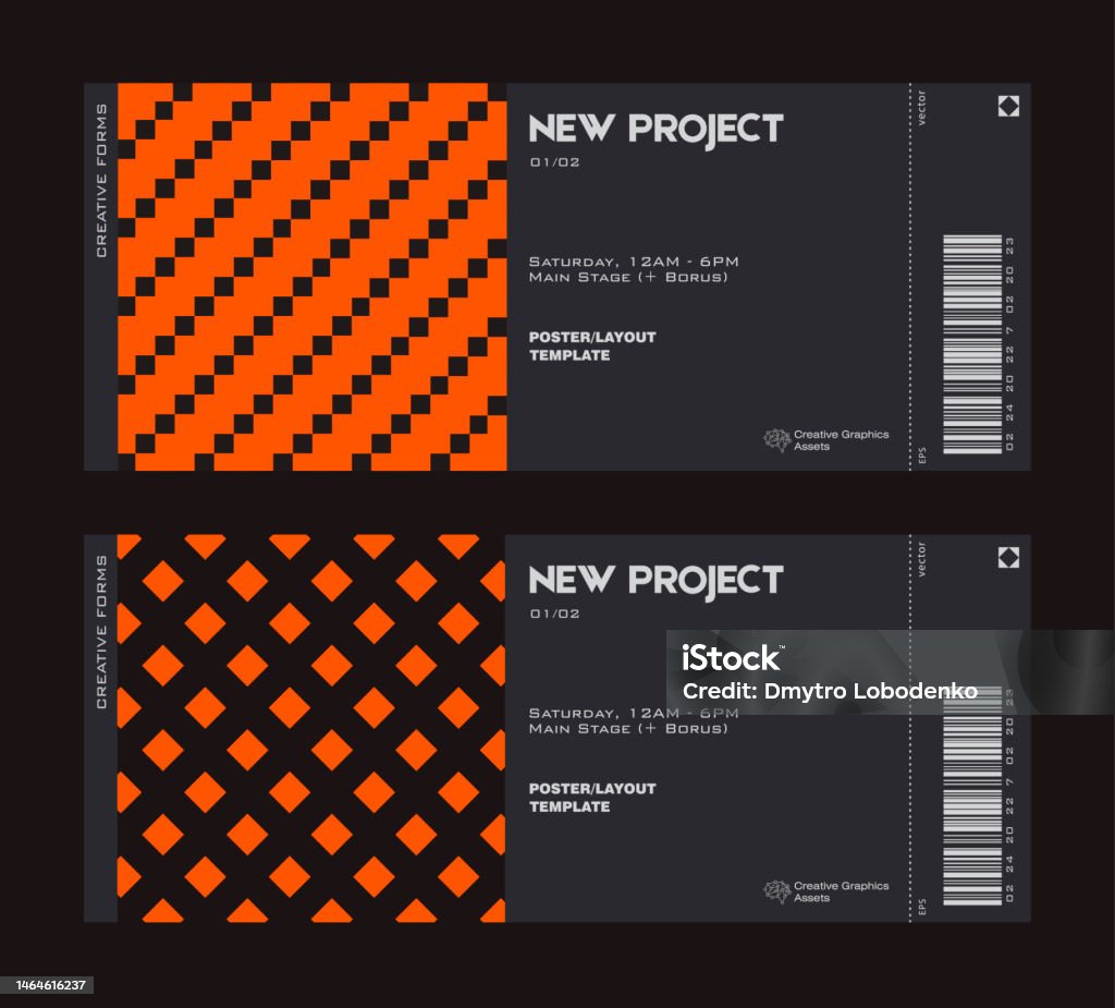 Ticket Vector Graph Ticket Vector Template Layout With Abstract Vector Geometric Shapes ...
