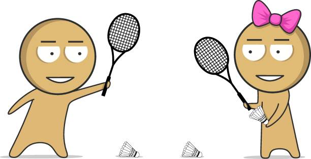 Badminton game vector art illustration