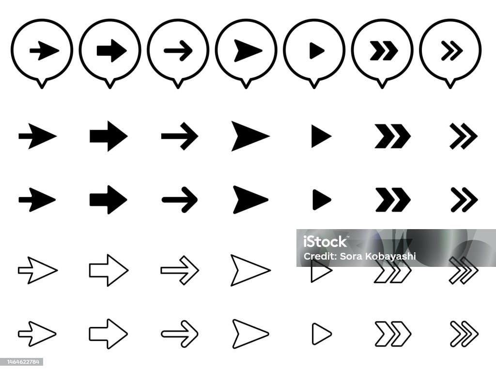 Différents types de jeu d’icônes de flèche monochrome simple. - clipart vectoriel de Flèche directionnelle libre de droits Différents types de jeu d’icônes de flèche monochrome simple. - clipart vectoriel de Flèche directionnelle libre de droits