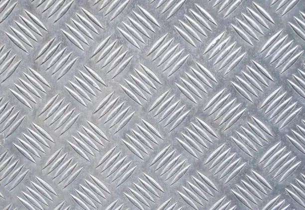 Photo of Texture of silver metal panel with cross hatch pattern