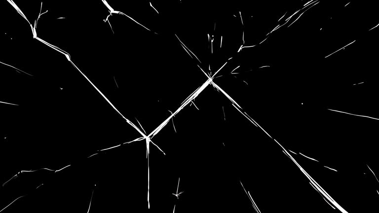 Animation of white cracks on a black screen.