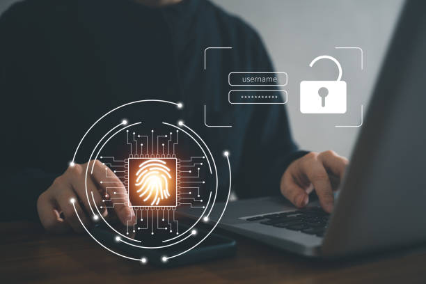 istock Fingerprint scan for secure access and service unlock design concept. 1464628764