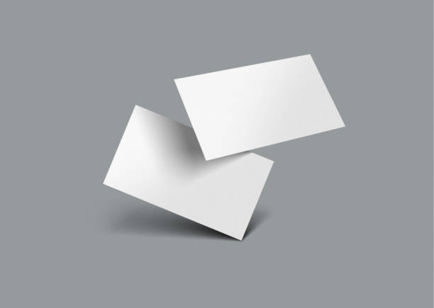 istock 3D rendered floating in air modern Business visiting card mock-up template with front and back. Invite, identity, stationery, advertising, empty mockup for Presentation on isolated Grey background 1464631630