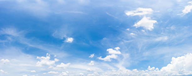 istock Panorama fluffy clouds against in blue sky 1464632768