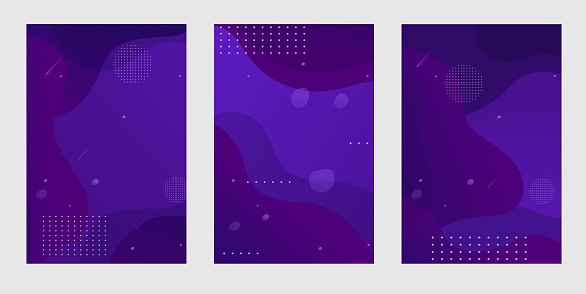 Set Of Abstract Dark Wave and Geometric Shapes Background