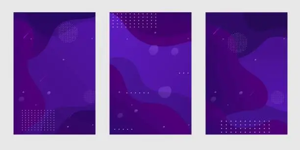 Vector illustration of Set Of Abstract Dark Wave and Geometric Shapes Background