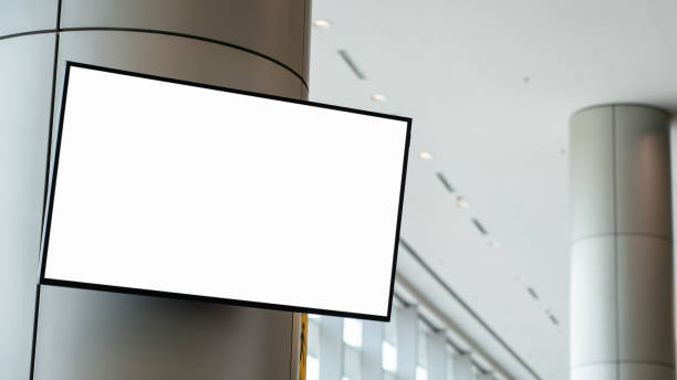 istock Blank mock up white screen in the airport. 1464642317