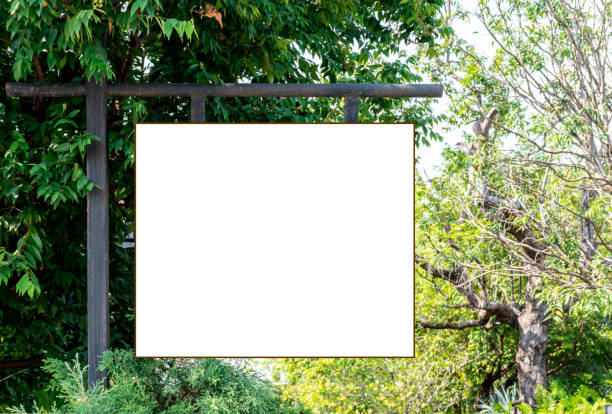 istock Outdoor white sign with natural background 1464656239