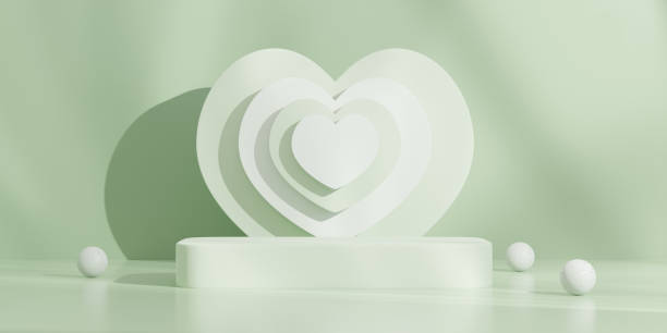 istock 3d rendering. Green podium with green background. 1464656441
