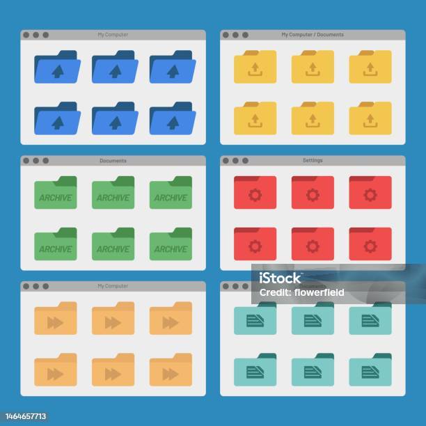 Desktop Interface Window With Folders Isolated Simple Ui Vector Flat ...