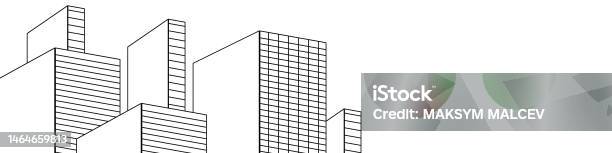 Line Buildings Abstract Graphics Architectural Background Tall Buildings Line Art Banner For Website ...