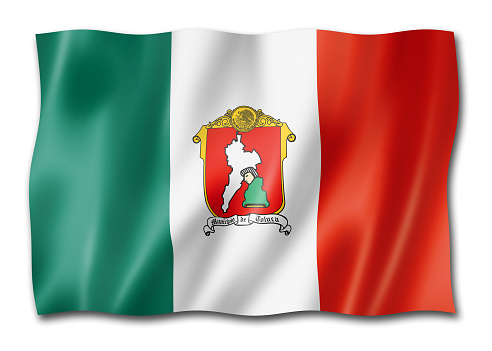 Toluca city flag, Mexico waving banner collection. 3D illustration