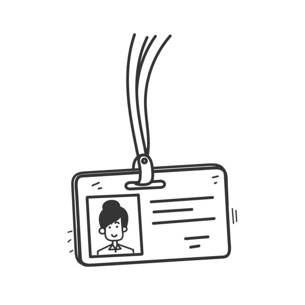 illustrations, cliparts, dessins animés et icônes de vectoriel d’illustration d’identification de carte d’employé dessinée à la main - étiquette nominative