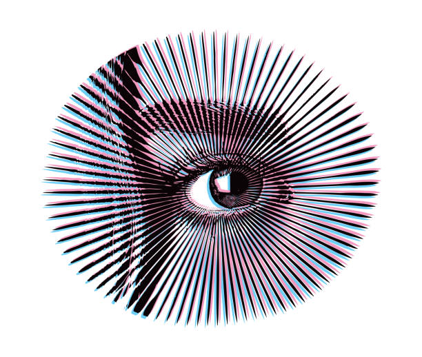 istock Close up of beautiful female eye with Glitch Technique 1464662714