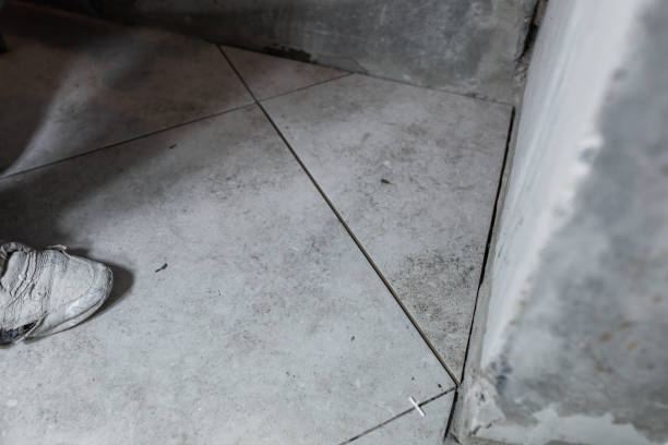 istock The work of a tiler when finishing 1464666873