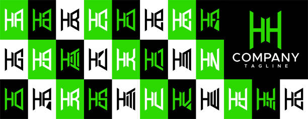 Modern abstract initial HH H letter logo design. Simple H logo vector template set. Modern abstract initial HH H letter logo design. Simple H logo vector template set. hm logo stock illustrations