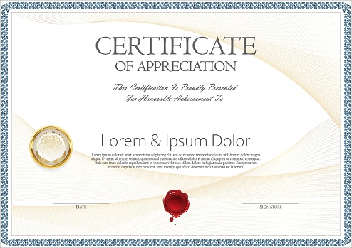 Certificate or Diploma of completion design template white background vector illustration