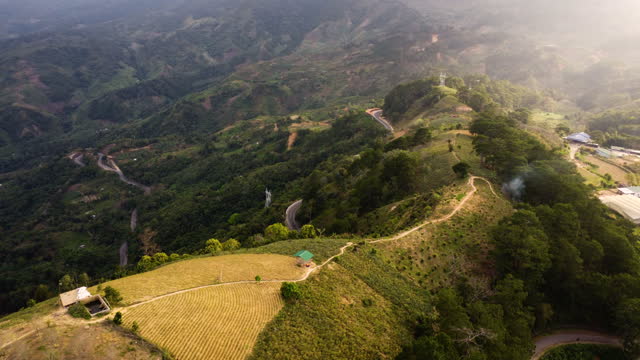 Lam Đong  province located in the Central Highlands (Tây Nguyên) region of Vietnam scenic aerial sunset natural landscape view