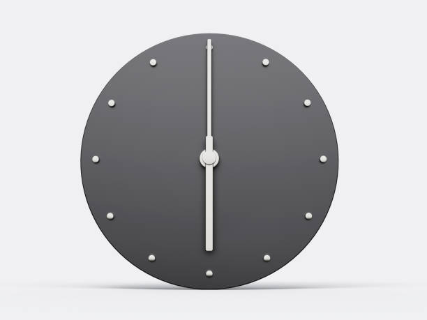 istock 3d Realistic Simple Gray Round Wall clock 6 six o clock, Isolated on White Background 3d illustration 1464677399