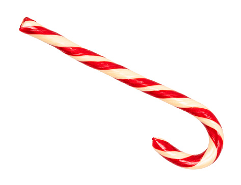 Candy cane with candy isolated on white background.