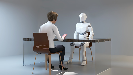 robot talking to human