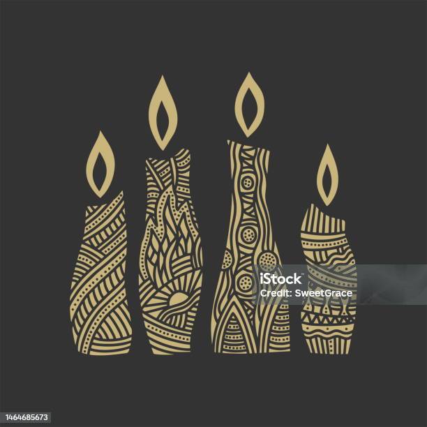 Vector Candle Thread Design Vector Illustration Candles With Handdrawn Patterns Stock Illustration ...