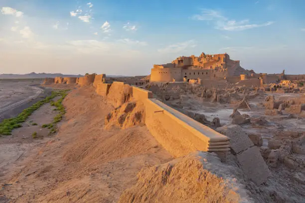 The ruins of the famous fortress in the desert at sunset. Iran