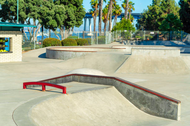 istock Sunny view of an empty skate park in the daylight 1464686485