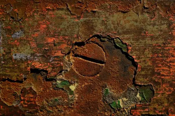 An aged, rusty surface with an attractive patina of rust