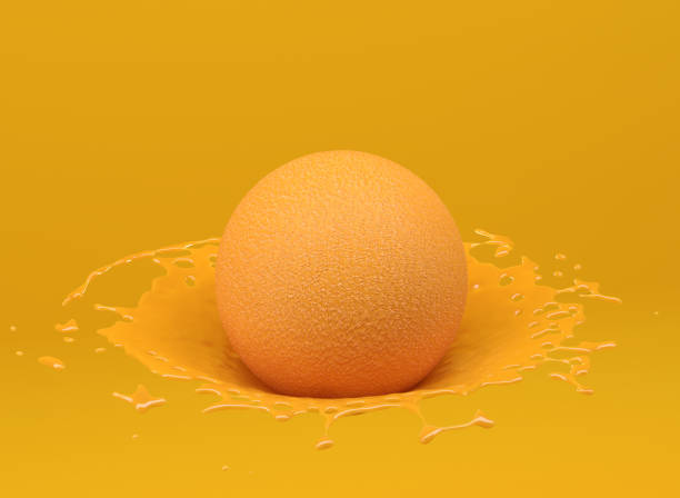 istock orange juice with splash and drops - 3D Illustration 1464687763