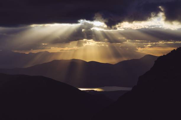 istock Aerial view of mountain landscape during sunset 1464688884