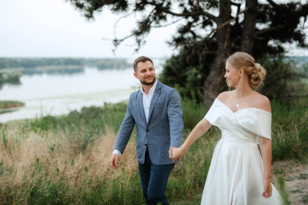 Free Stock Photo of Bride and Groom Standing in the Woods | Download ...