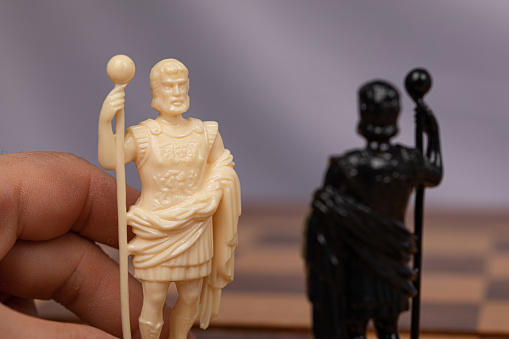 A closeup shot of chess board game figures