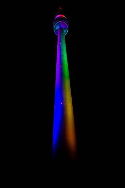 The illuminated television tower in Dortmund, Germany