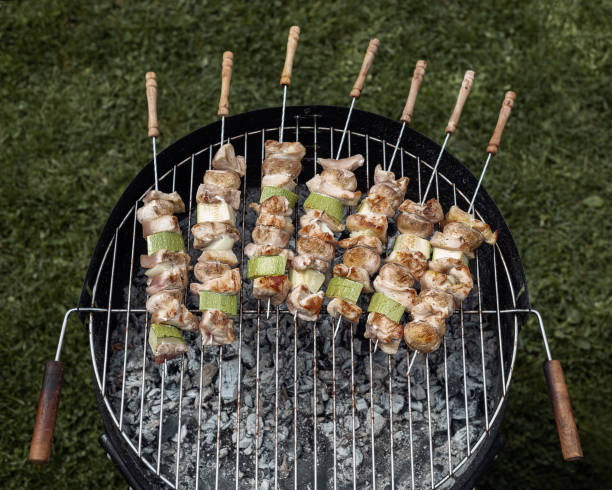 istock High angle shot of a barbeque grill outdoors in summer 1464695372