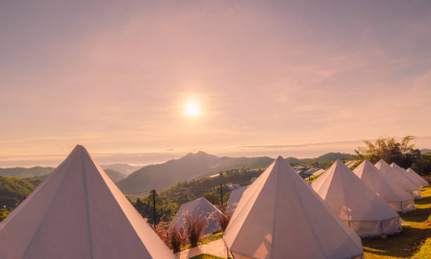 istock Camping tent in a camping in mountains at sunset 1464695569