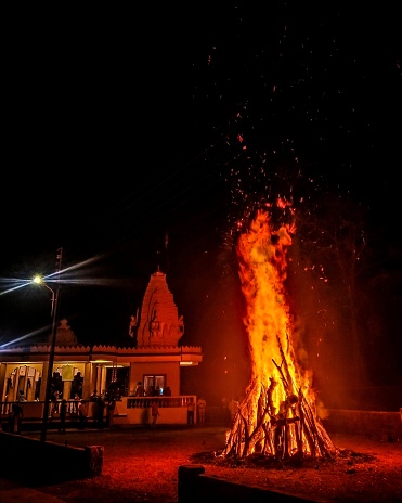 Holika Dahan, People celebrating Holi festival in Maharashtra, India